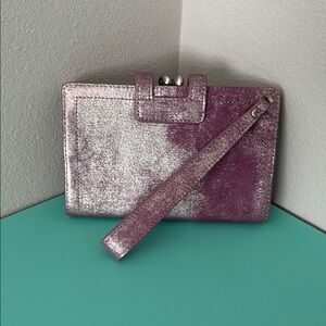 Violet Metallic Leather Wristlet